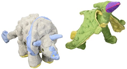Book Cover goDog 2 Count Frills Dino Plush Toy & Terry Dino Plush Toy for Dogs
