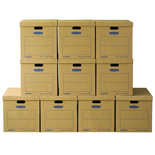 Book Cover Bankers Box SmoothMove Classic Moving Boxes, Tape-Free Assembly, Easy Carry Handles, Large, 21 x 17 x 17 Inches, 5 Pack (8818201)