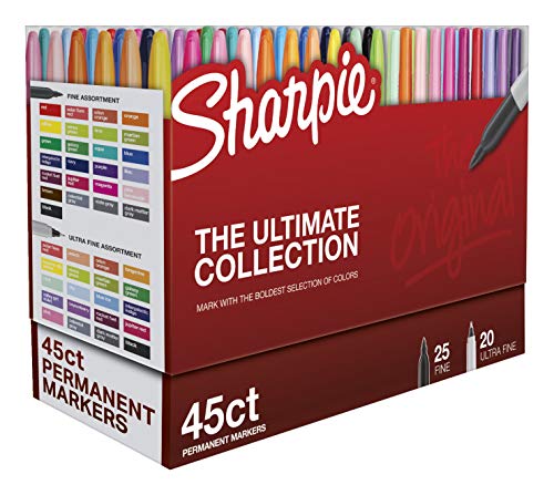 Book Cover Sharpie Permanent Markers Ultimate Collection, Fine and Ultra Fine Points, Assorted Colors, 45 Count
