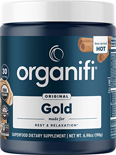 Book Cover Organifi: Gold - Superfood Supplement Powder - 30 Servings - Stress Support, Better Rest, Relaxation and Promotes Restful Sleep - Turmeric and Reishi Infused