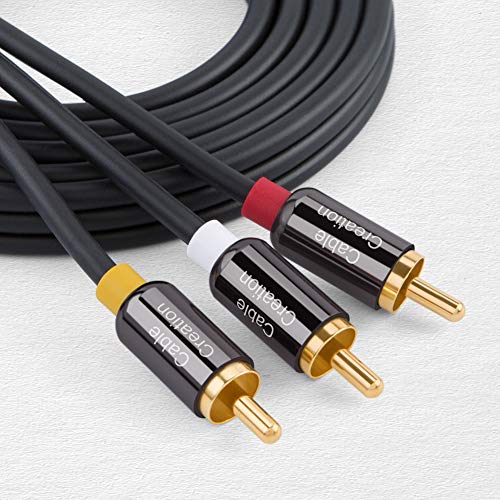 Book Cover 3RCA Cable,CableCreation Long 16ft 3RCA Male to 3RCA Male Video Audio Stereo Cable Gold-Plated for Set-Top Box,Speaker,Amplifier,DVD Player,5M