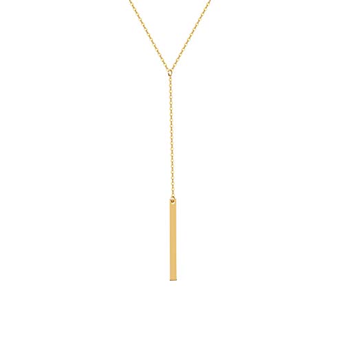 Book Cover S.J JEWELRY Womens Handmade CZ Simple Delicate 14K Gold Plated/Rose Gold Plated/Silver Plated Lariat Simple Baton Adjustable Y Necklace-Y-1-Baton