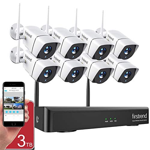 Book Cover Wireless Security Camera System, Firstrend 8CH NVR System with 8pcs 1080P HD Security Camera and 3TB Hard Drive Pre-Installed,P2P Wireless Security System for Indoor and Outdoor Use