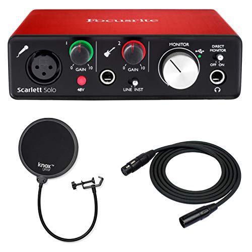 Book Cover Focusrite Scarlett Solo (2nd Gen) USB Audio Interface with Pro Tools with Knox Pop Filter and XLR Cable Bundle