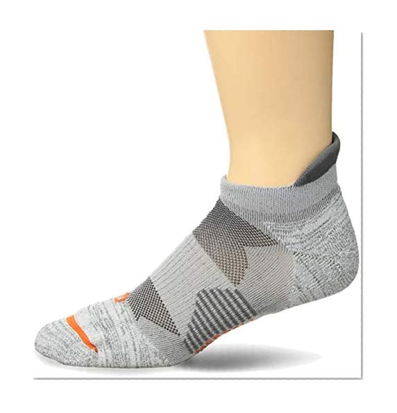 Book Cover Merrell Women's 1 Pack Performance Ultra Light Cushioned Running Tab Socks, White/Gray, Shoe Size 5-9.5