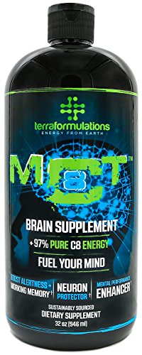 Book Cover PURE C8 MCT OIL by TERRAFORMULATIONS, 100% Caprylic Acid, Fuel Your Mind & Boost Energy, 3X The Performance of Standard MCT Oils, Keto & Paleo Diet Recommended, 32 Oz Bottle
