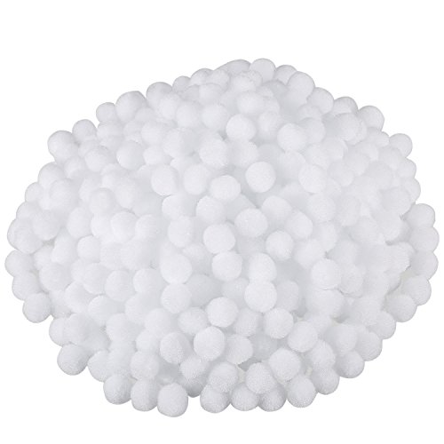 Book Cover Blulu Pompoms for Craft Making and Hobby Supplies, 500 Pieces, 1.2 cm/ 0.5 Inch (White)