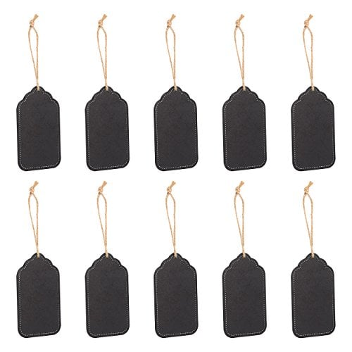 Book Cover 10-Piece Chalkboard Tags - Hanging Mini Chalkboard Signs, Hanging Strings Included, for Weddings, DIY Kids Crafts, Decorative Labels, Message Tags, 4 x 2.4 inches