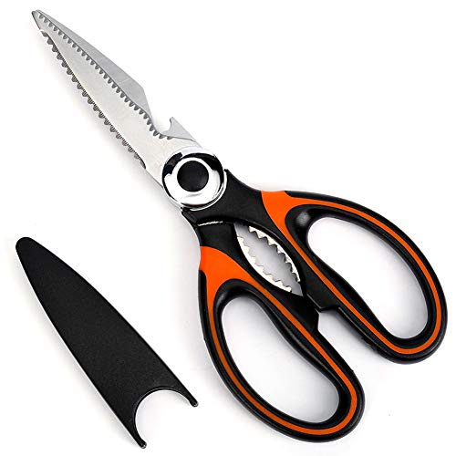 Book Cover Kitchen Shears - Stainless Steel Kitchen Scissors with Sharp Blades - Heavy Duty Professional Poultry Shears with Comfortable Grip Handles