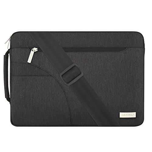 Book Cover MOSISO Laptop Shoulder Bag Compatible 15-15.6 Inch MacBook Pro, Ultrabook Netbook Tablet, Polyester Ultraportable Protective Briefcase Carrying Handbag Sleeve Case Cover, Black