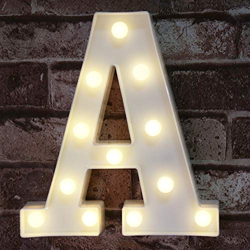 Book Cover Pooqla LED Marquee Letter Lights Sign, Light Up Alphabet Letter for Home Party Wedding Decoration A
