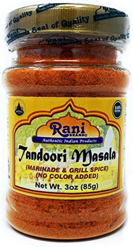 Book Cover Rani Tandoori Masala (Natural, No Colors Added) Indian 11-Spice Blend 3oz (85g) ~ Salt Free | Vegan | Gluten Free Ingredients | Non-GMO