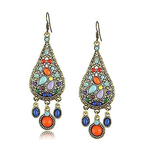 Book Cover Himeiping Ethnic Retro Bohemian Droplets Color Dress Mexico Gypsy Dangle Earrings