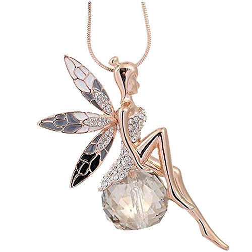 Book Cover Butterfly Crystal Necklace,Han Shi Luxury Lovely Wings Sweater Long Chain Necklace Jewelry (Gold, L)