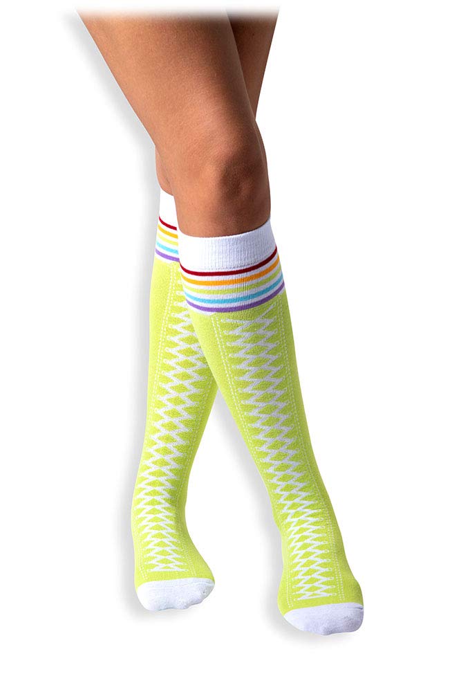 Book Cover Crazy Socks for Funny Women Knee High Socks Long Tall Fancy and Rainbow Colorful Lime Green