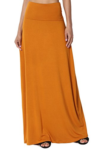 Book Cover TheMogan S~3XL Women's Casual Lounge Solid Draped Jersey Relaxed Long Maxi Skirt