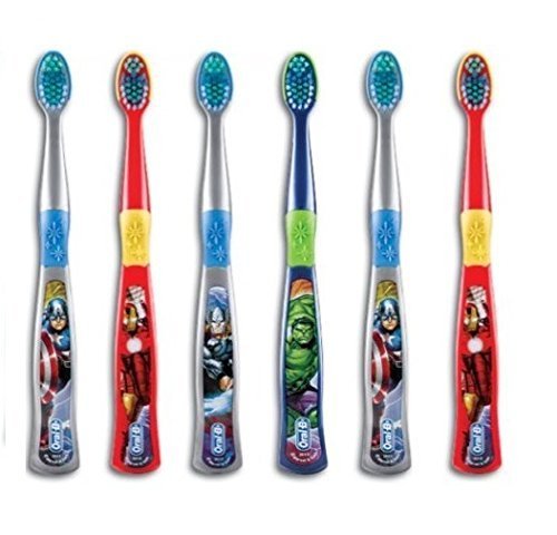 Book Cover Oral-B Kids Toothbrush, Pro-Health Stages Marvel Avengers for Children Ages 5-7 Years Old, Soft (Pack of 6) - ASSORTED