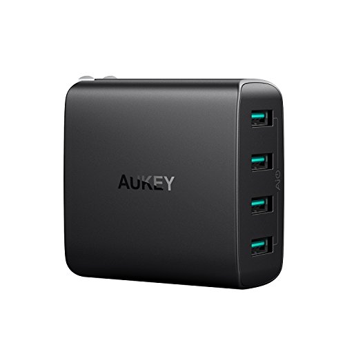 Book Cover AUKEY USB Wall Charger with 4-Ports 40W / 8A Output & Foldable Plug, Compatible iPhone Xs/XS Max/XR, Samsung Galaxy Note8 / S8, iPad Pro/Air 2 / Mini 4 and More