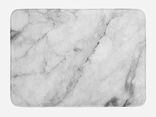 Book Cover Ambesonne Marble Bath Mat, Granite Surface Motif with Sketch Nature Effect and Cracks Antique Style Image, Plush Bathroom Decor Mat with Non Slip Backing, 29.5