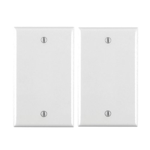 Book Cover Leviton 80714-W 1-Gang No Device Blank Wallplate, Standard Size, Thermoplastic Nylon, Box Mount, White (2 Pack)