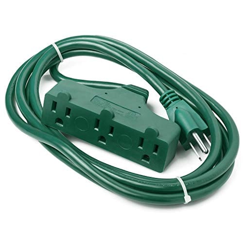 Book Cover ClearMax 3 Outlet Extension Cord 16AWG Indoor/Outdoor Use with Waterproof Safety Cover - 2 Prong Type A - UL Listed (3 Outlet Extension (8 Feet - Green))