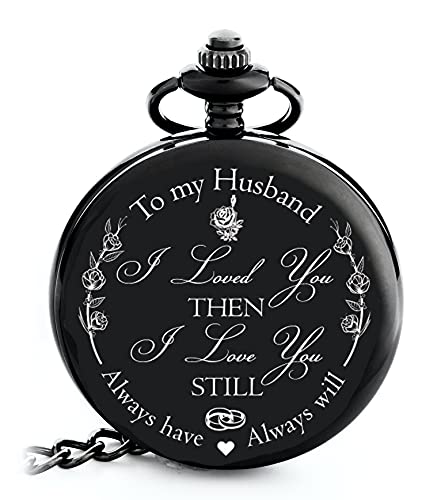 Book Cover FJ FREDERICK JAMES Anniversary Gift's for Him I Anniversary Gift' for Husband - Engraved ‘to My Husband’ Pocket Watch | I Love You Gift for Husband for Birthday I Valentines I Anniversary for Men