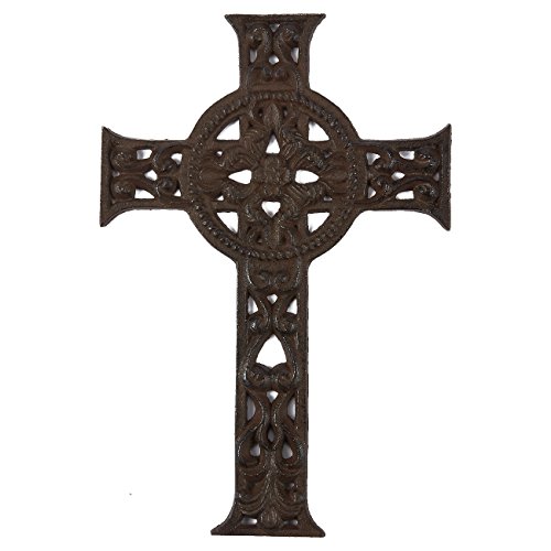 Book Cover Juvale Wrought Iron Cross Decoration - Rustic Celtic Cross, Metal Cross for Christian and Religious Art Lovers, Dark Bronze, 11.5 x 7.7 x 0.5 Inches