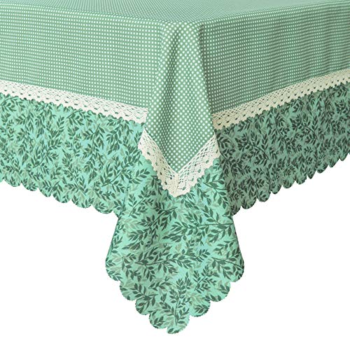 Book Cover Decorative Green Mesh Print Lace Water Resistant Tablecloth Wrinkle Free and Stain Resistant Fabric Tablecloths for Dining Room 60 Inch by 104 Inch