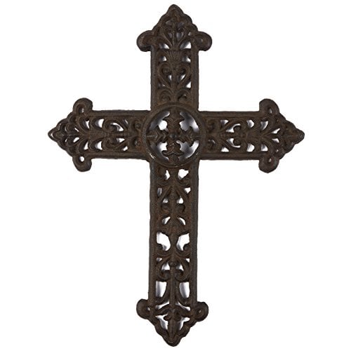 Book Cover Juvale Wrought Iron Cross Decoration - Rustic Celtic Cross, Metal Cross for Christian and Religious Art Lovers, Dark Bronze, 15 x 11.3 x 0.5 Inches