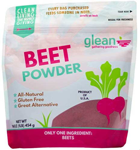 Book Cover Glean Beet Goodness | Superfood Powder and Gluten Free Beetroot Flour | Paleo, Low Carb, Keto Low Sugar, Low Glycemic Index | 16 oz