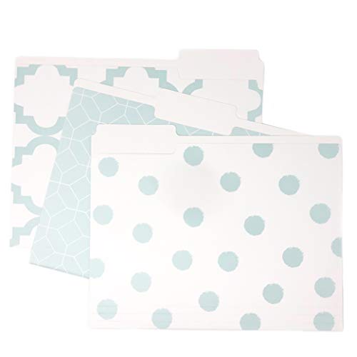 Book Cover  Set of 9 Designer File Folders with a Smooth Matte Finish, 9.5 x 11.75 inches by Kahootie Co. (Teal Assorted)