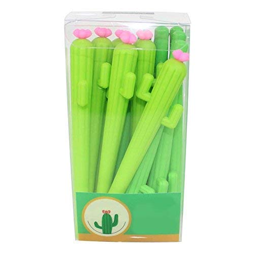 Book Cover 12Pcs Creative Cactus Shaped Roller Pens Gel Pen for Writing 0.38mm Black Ink Stationery School Office Supplies