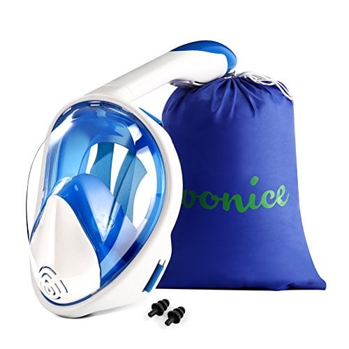 Book Cover WONICE Snorkel Mask Full Face for Adults and Kids,Dry Top System Safe Breathing,180Â°Panoramic View Anti-Fog Anti-Leak,with Camera Mount Snorkeling & Swimming Mask