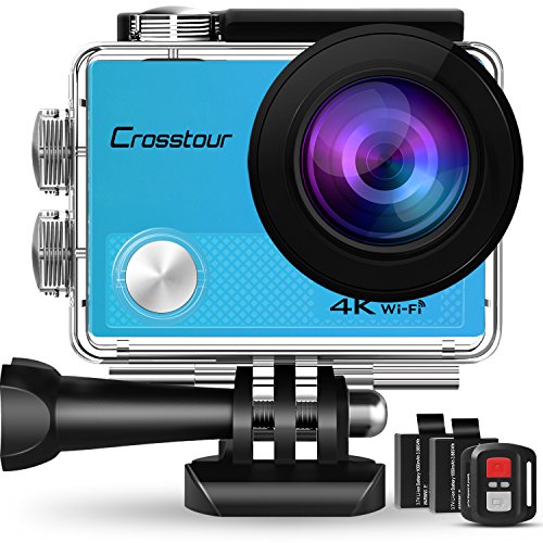 Book Cover Crosstour Action Camera 4K WiFi Underwater Cam 16MP Sports Camera with Remote Control 170°Wide-Angle 2 Inch LCD Plus 2 Rechargeable 1050mAh Batteries and Mounting Accessories Kit (Blue)