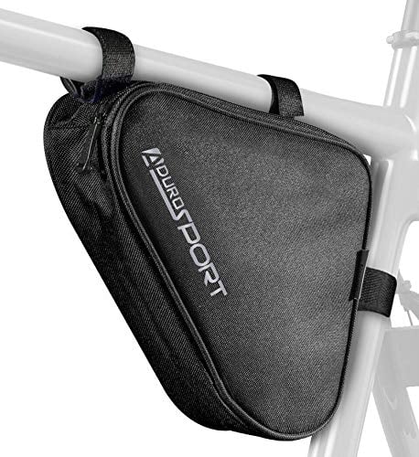 Book Cover Aduro Sport Bicycle Bike Storage Bag Triangle Saddle Frame Pouch for Cycling (Black)