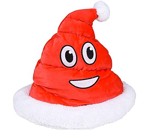 Book Cover Christmas Plush Emoji Santa Poop Hat, Fluffy Poop Shaped, Fits Adults By 4Eâ€™s Novelty