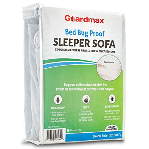 Book Cover Guardmax Sleeper Sofa Mattress Protector Cover Zippered | 100% Waterproof Bed Bug Encasement | Soft, Hypoallergenic and Breathable | Sofa Bed Mattress Cover (60x72x5)