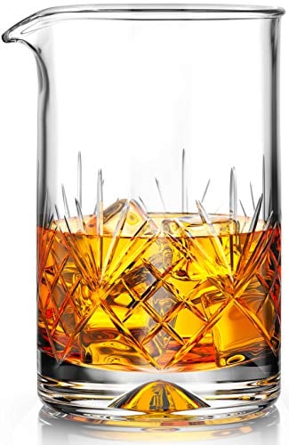Book Cover MOFADO Crystal Cocktail Mixing Glass - 18oz 550ml - Thick Weighted Bottom - Premium Seamless Design - Professional Quality