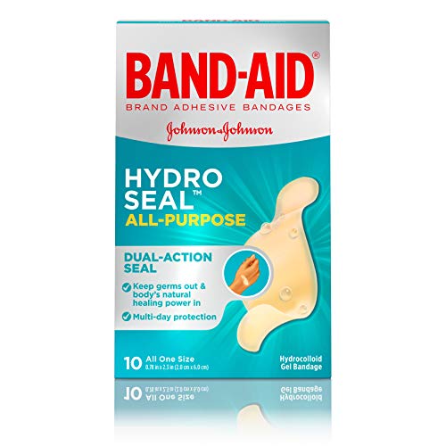 Book Cover Band-Aid Brand Hydro Seal Waterproof All Purpose Adhesive Bandages for Wound Care or Blisters, 10 ct