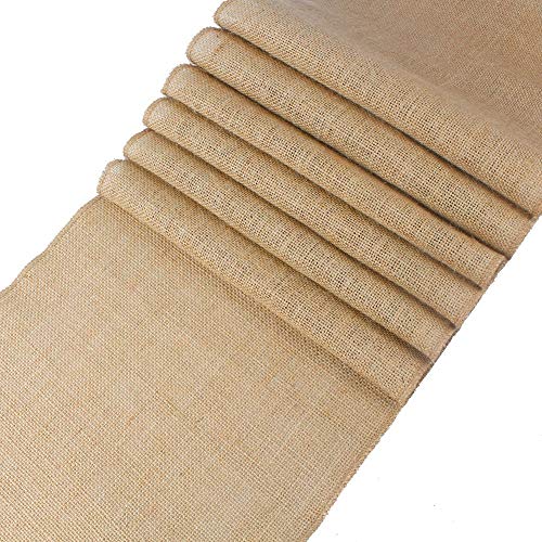 Book Cover MDS Pack of 10 PCS Wedding 12 x 108 inch Burlap Table Runner Natural Jute Country Vintage for Wedding Banquet Decoration - Natural Jute Burlap