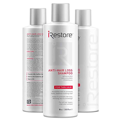 Book Cover iRestore Anti-Hair Loss Shampoo with Amino Acids, Aloe Vera, and Other Essential Nutrients â€“ for Balding & Thinning Hair â€“ for Men and Women (8oz / 237ml) - 3 Pack