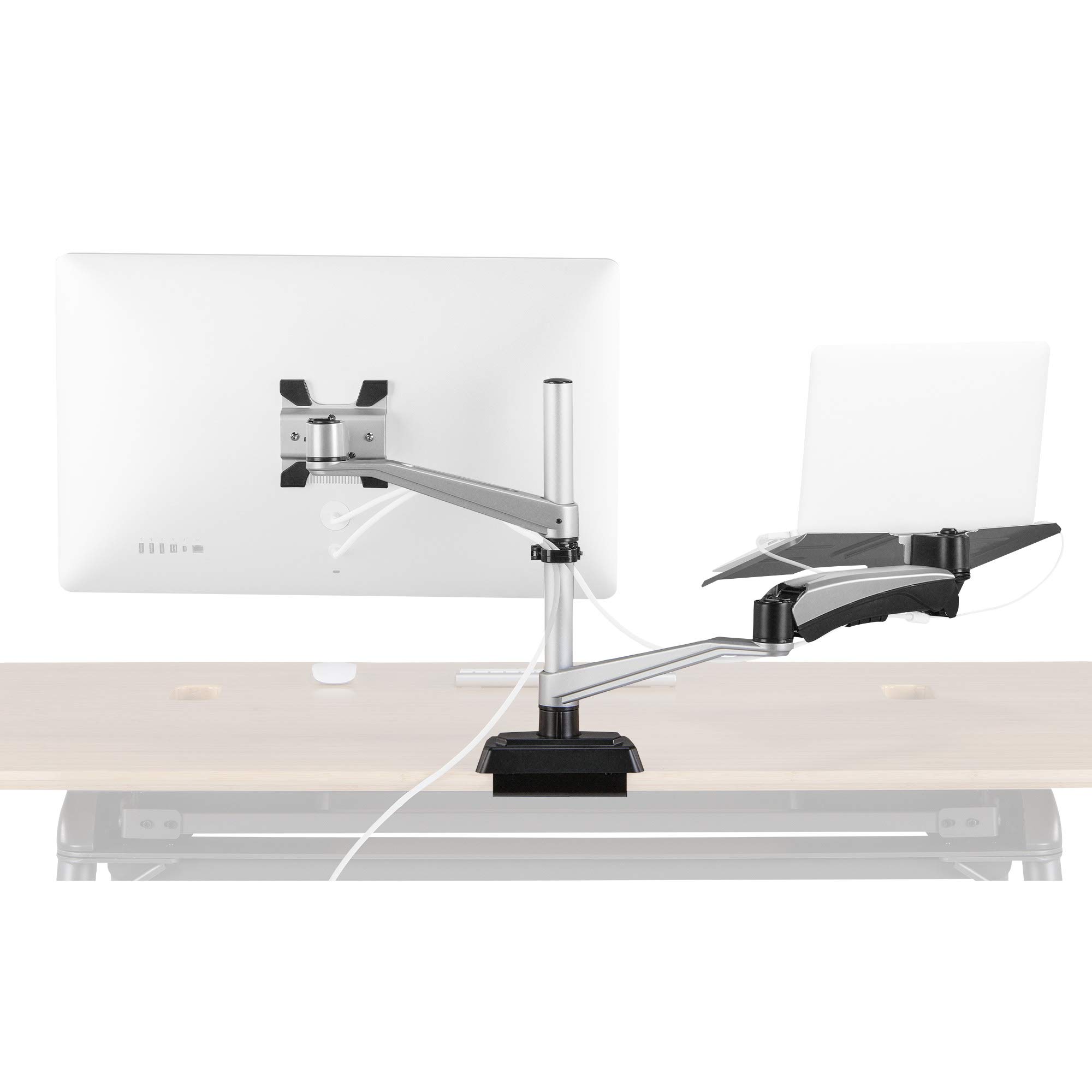 Book Cover Vari Monitor Arm + Laptop Stand - VESA Monitor Mount with 360 Degree Rotation & 15