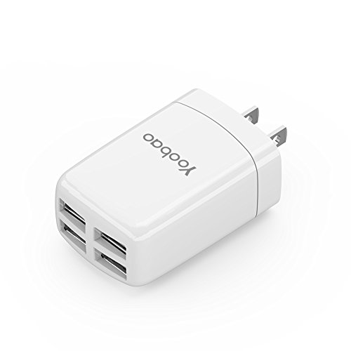 Book Cover Yoobao Multi USB Wall Charger Portable 4 Port Charger Brick Travel Plug Cube Phone Charging Block Compatible iPhone X/ 8 Plus/ 8, iPad, Samsung Galaxy, Nexus 6P/ 5X, Kindle and More - White