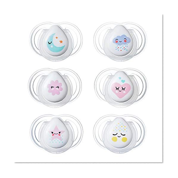 Book Cover Tommee Tippee Newborn Night Time Pacifier, 0-2 Months, 2 Count (Colors Will Vary)