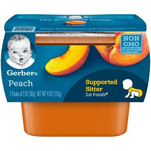 Book Cover Gerber 1st Foods, Peach Pureed Baby Food, 2 Ounce Tubs, 2 Count (Pack of 8)