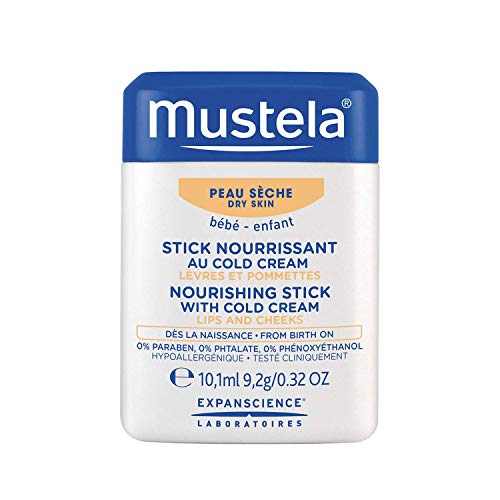Book Cover Mustela Baby Nourishing Stick - Lip & Face Moisturizer for Dry Skin - with Natural Avocado, Cold Cream & Beeswax -  0.32 oz.
