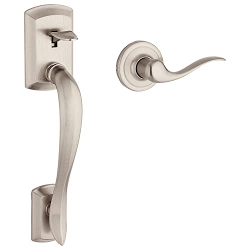 Book Cover Kwikset 98150-002 Avalon Exterior Handle Only with Tustin Right Left-Handed Levers in, Satin Nickel
