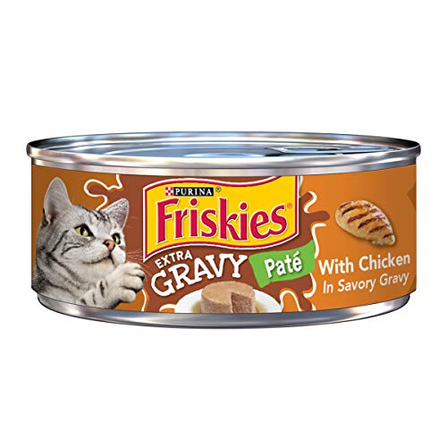 Book Cover Purina Friskies Gravy Pate Wet Cat Food, Extra Gravy Pate With Chicken in Savory Gravy - (24) 5.5 oz. Cans