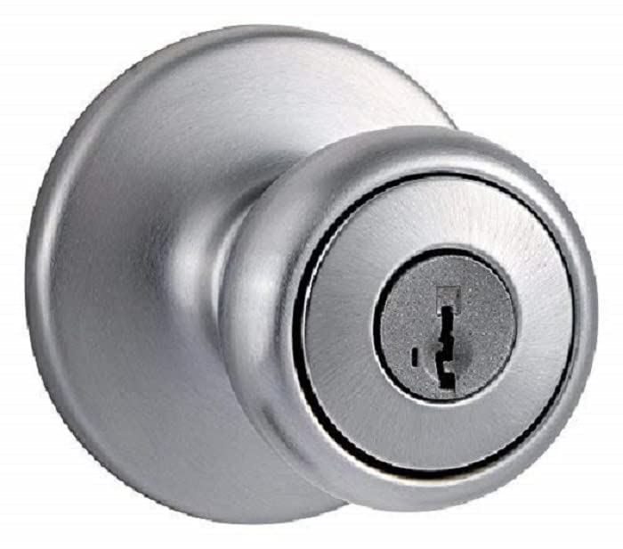 Book Cover Kwikset 94002-870 Tylo Keyed Entry Knob with Smartkey Security In Satin Chrome Antique Brass Entry with Smartkey