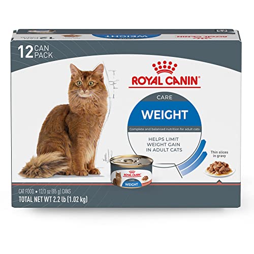 Book Cover Royal Canin Feline Weight Care Thin Slices in Gravy Canned Adult Wet Cat Food, 3 oz cans 12-pack